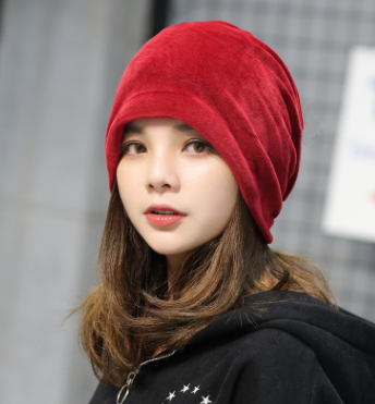 Autumn and winter new plush head cap Korean version of the men and women solid color pile hat simple casual ear protection head cap