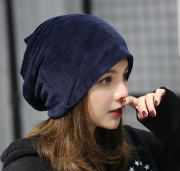 Autumn and winter new plush head cap Korean version of the men and women solid color pile hat simple casual ear protection head cap